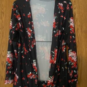 Floral Open-Front Cardigan